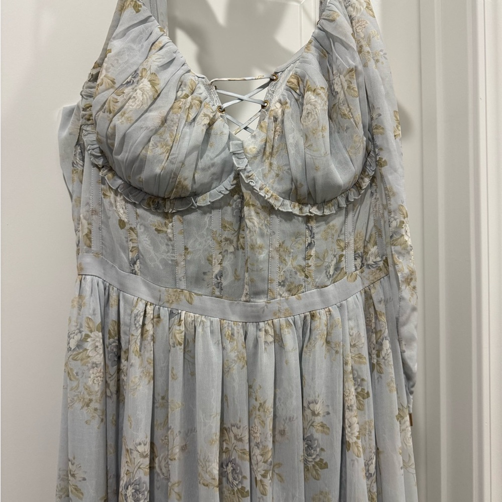 V. Chapman Victorian Blue Roses Maxi Dress - Picture 3 of 9